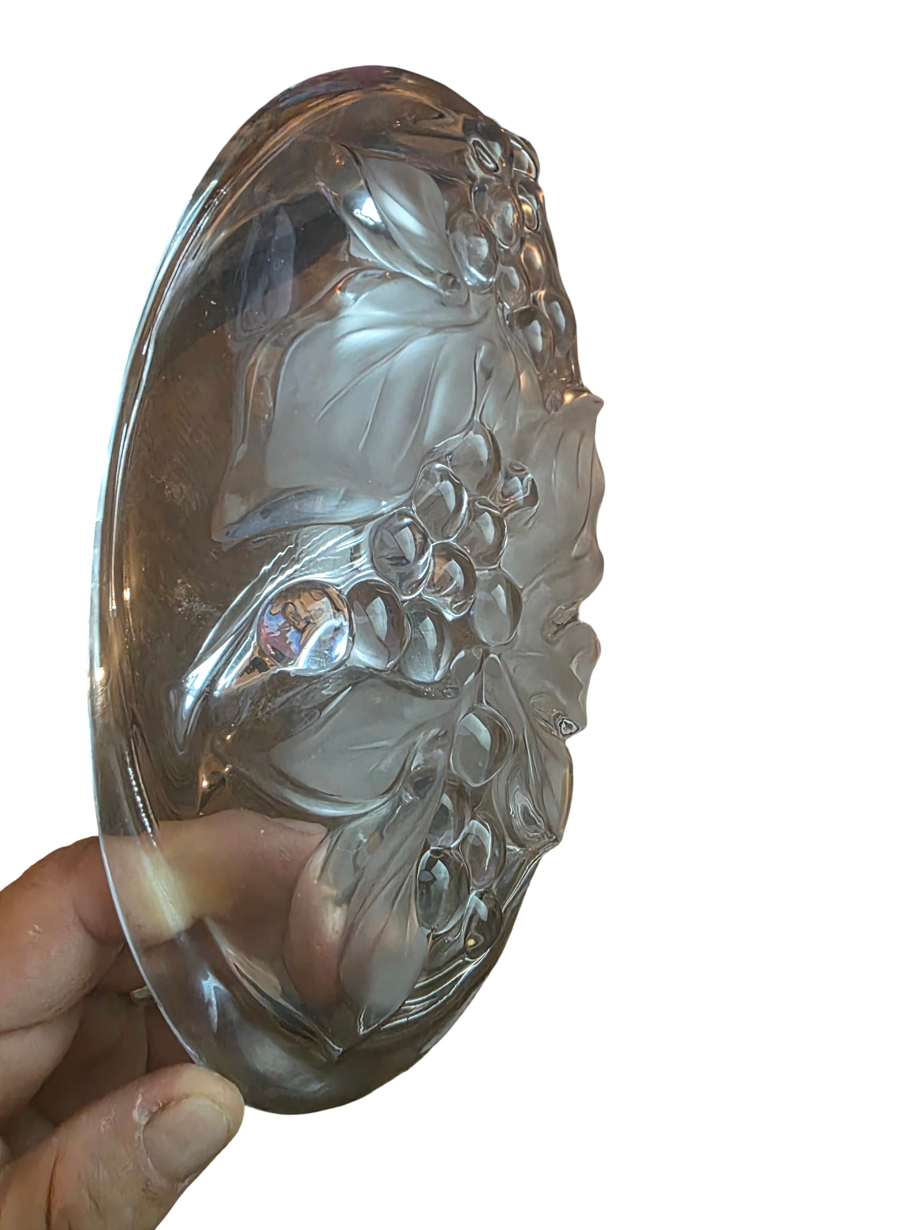 Good Quality Vintage Clear Glass Bowl with grape pattern-Used-Excellent Condition