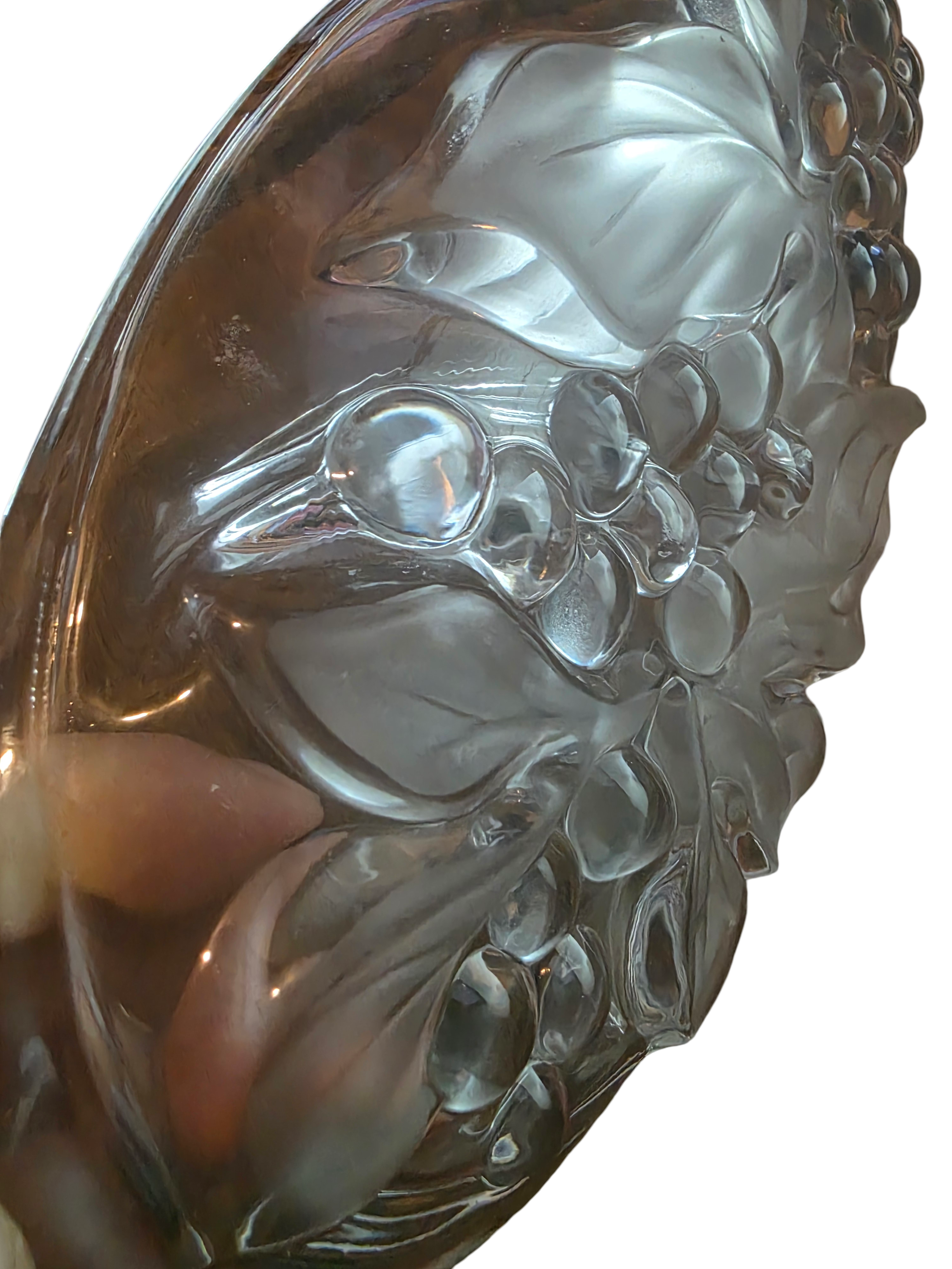Good Quality Vintage Clear Glass Bowl with grape pattern-Used-Excellent Condition