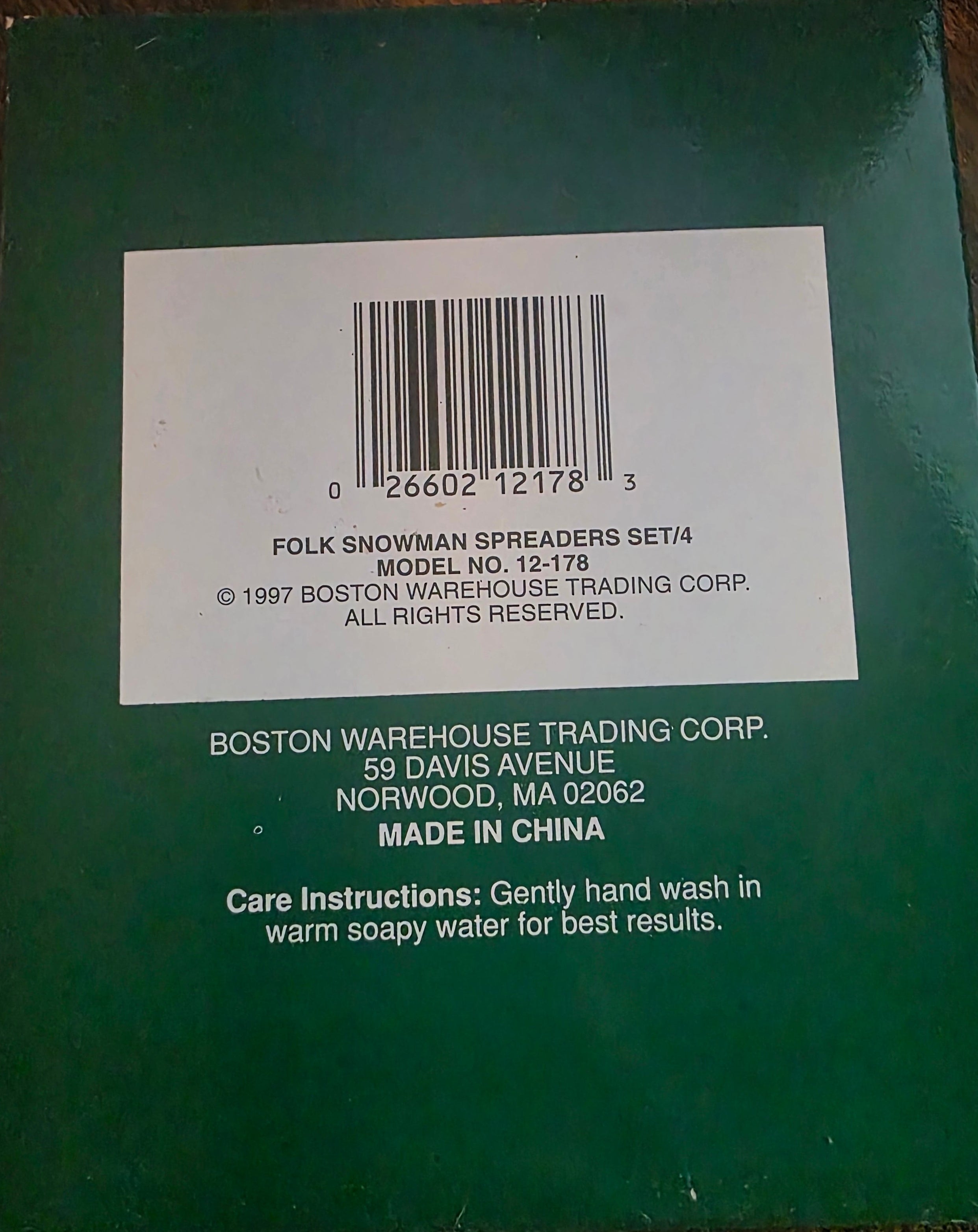 Boston Warehouse Snowman Spreader Set-New