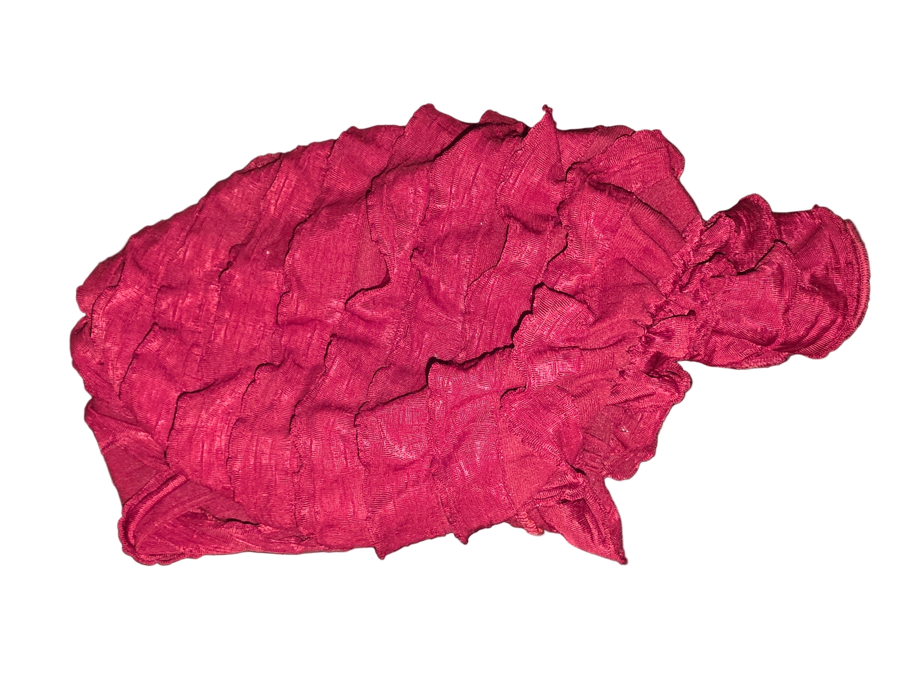 Red Pre-Tied Headscarf with Ponytail Hole - Cotton Bandana-Used