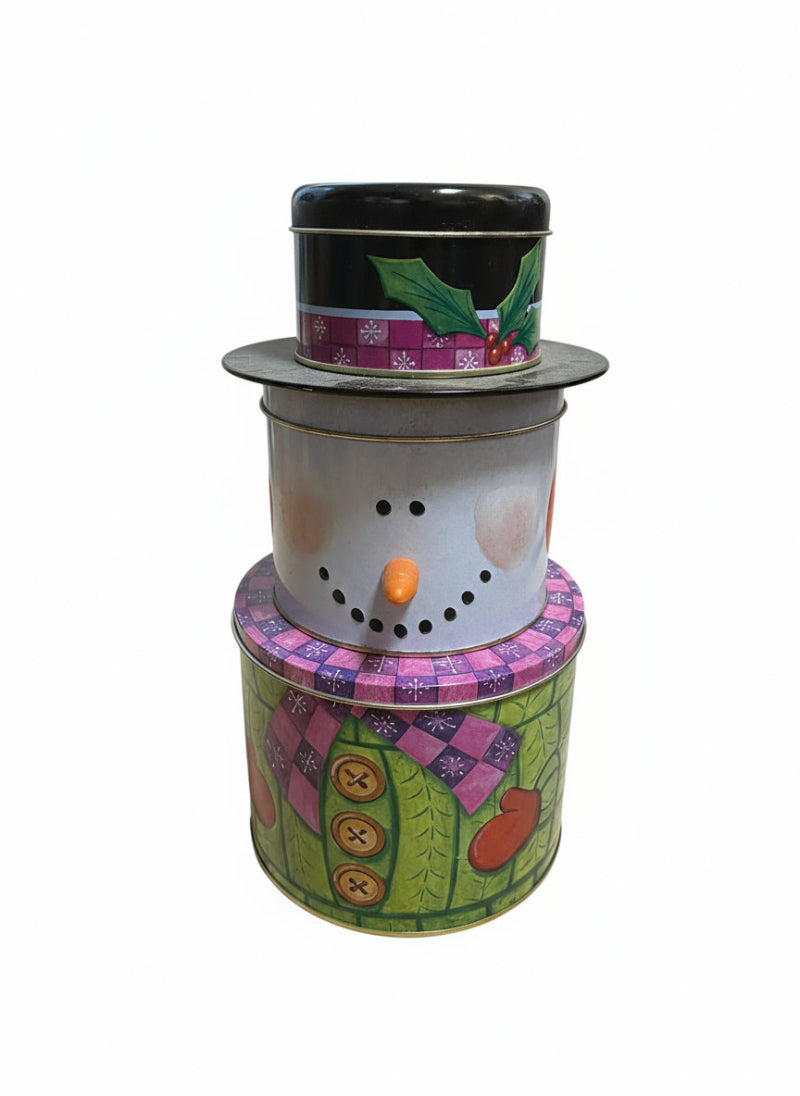 Snow man made with cookies can-Used