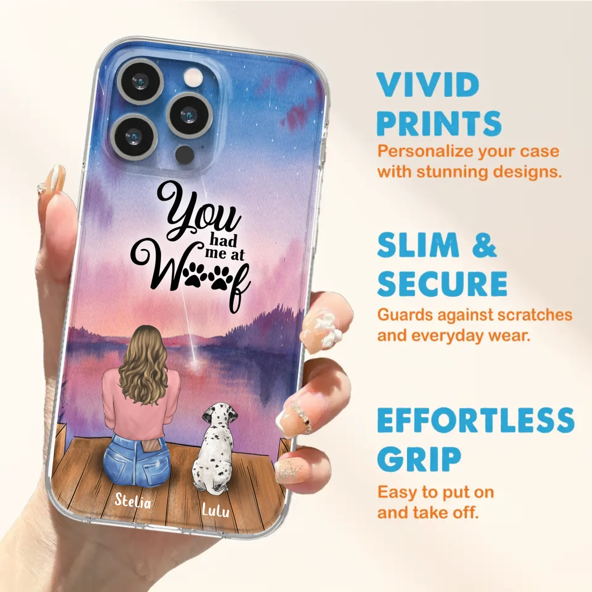 Custom Personalized Dog Mom Phone Case - Gifts For Dog Lovers With Upto 4 Dogs - You Had Me At Woof - Case For iPhone, Samsung