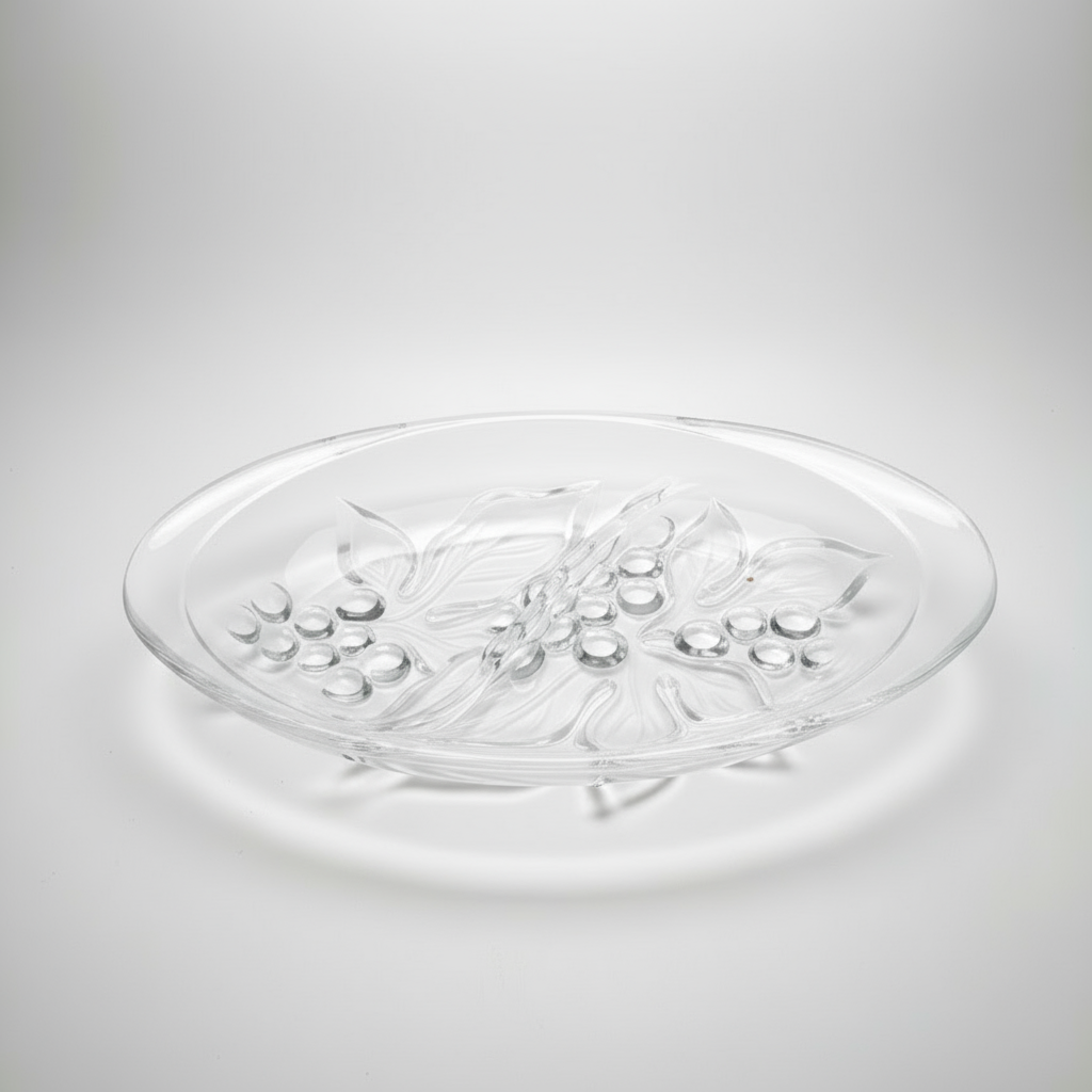 Good Quality Vintage Clear Glass Bowl with grape pattern-Used-Excellent Condition